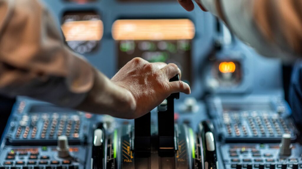 Two pilots in a cockpit