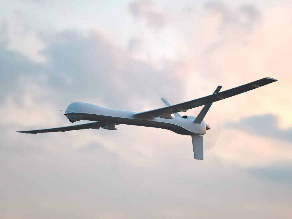 Unmanned aerial vehicle (UAV) in the sky